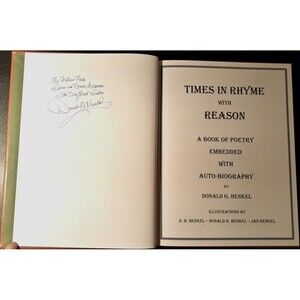SIGNED Donald Henkel Times in Rhyme with Reason 2011 Leather  PoetryStories Book